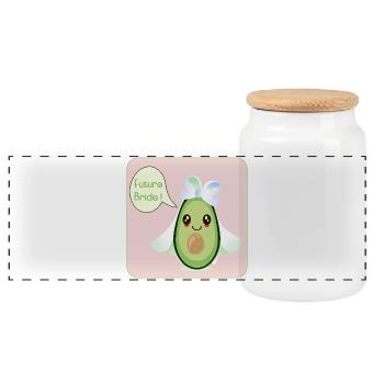 CUTE WEDDING AVOCADO FUTURE BRIDE - Panoramic Cookie Jar with Wooden Lid - white - Front