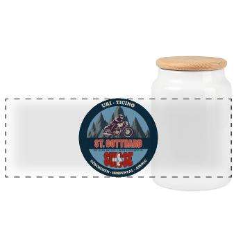 St. Gotthard Pass, Uri, Ticino, Swiss, Switzerland - Panoramic Cookie Jar with Wooden Lid - white - Front