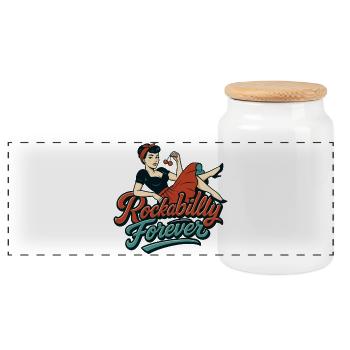 Rockabilly Forever Cerises Femme Cadeau des Années 50 - Boîte à biscuits avec couvercle en bois - blanc - Devant
