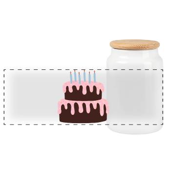 Celebration Cake with Pink Icing - Panoramic Cookie Jar with Wooden Lid - white - Front