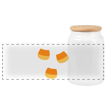 Candy Corn Halloween Pattern - Panoramic Cookie Jar with Wooden Lid - white - Front