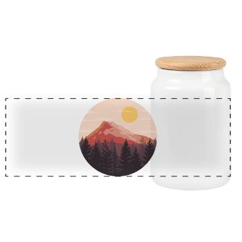 Sunset Landscape Nature Lover - Panoramic Cookie Jar with Wooden Lid - white - Front
