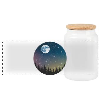 Himmlisches Nachtwaldmuster - Panorama Keksdose mit Holzdeckel - Weiß - Vorne
