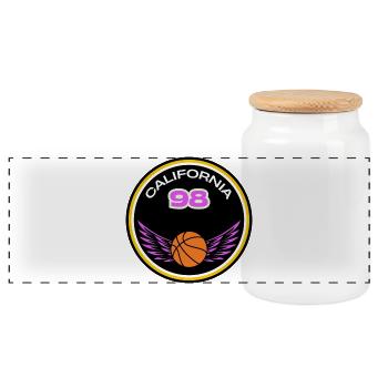 Équipe de basket-ball de l’espace Californie 98 - Boîte à biscuits avec couvercle en bois - blanc - Devant