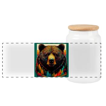 ours - Boîte à biscuits avec couvercle en bois - blanc - Devant