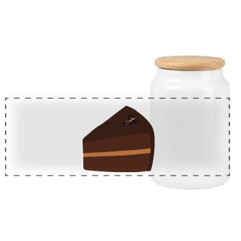 Sacher tranche de chocolat Illustration Design - Boîte à biscuits avec couvercle en bois - blanc - Devant