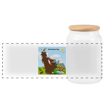 Journée mondiale de la barbe - Boîte à biscuits avec couvercle en bois - blanc - Devant
