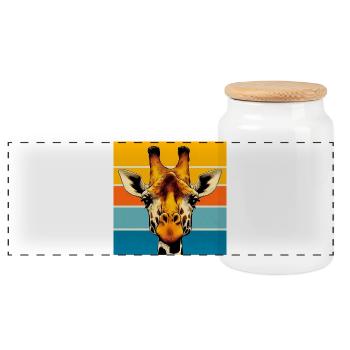 Giraffe - Panorama Keksdose mit Holzdeckel - Weiß - Vorne