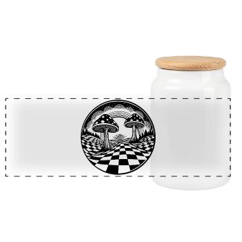 Conception paysagère de champignons psychédéliques - Boîte à biscuits avec couvercle en bois - blanc - Devant