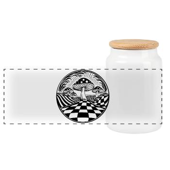 Scène De Champignons Psychédéliques Trippante - Boîte à biscuits avec couvercle en bois - blanc - Devant