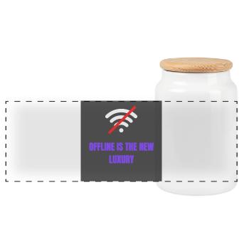 Offline is the new luxury - Panorama Keksdose mit Holzdeckel - Weiß - Vorne