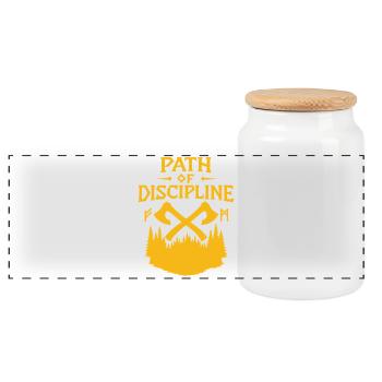 Path of Discipline Motivational Design - Panoramic Cookie Jar with Wooden Lid - white - Front