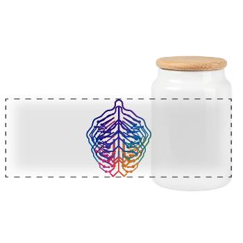 Neural Leaf-Schaltkreisdesign - Panorama Keksdose mit Holzdeckel - Weiß - Vorne