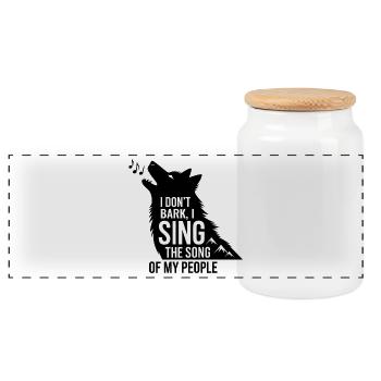 Je n'aboie pas, je chante la chanson de mon peuple Husky - Boîte à biscuits avec couvercle en bois - blanc - Devant