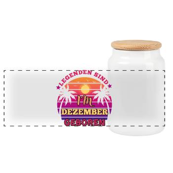 Les légendes naissent en décembre - Anniversaire - Boîte à biscuits avec couvercle en bois - blanc - Devant