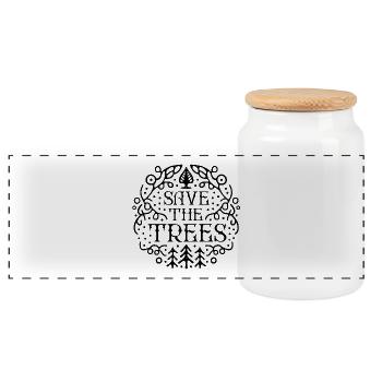 Save the trees forest conservation arbor day - Panoramic Cookie Jar with Wooden Lid - white - Front