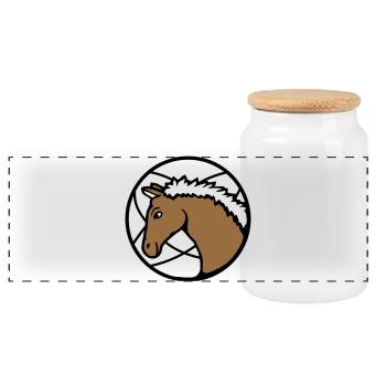 Pferd Süß Pony Fohlen Pferdemädchen Niedlich Comic - Panorama Keksdose mit Holzdeckel - Weiß - Vorne