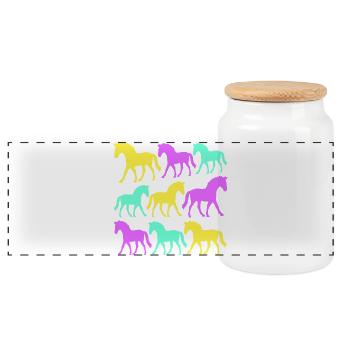 6 chevaux silhouette équipe cavalier équitation amis mignon - Boîte à biscuits avec couvercle en bois - blanc - Devant
