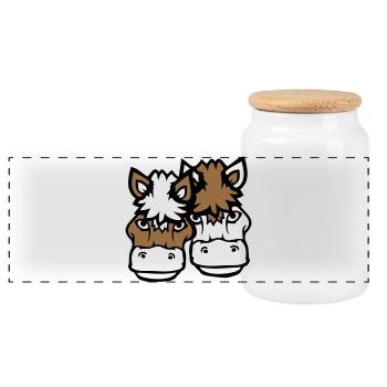 2 Chevaux Homme Femme Amoureux Amis Amour Équipe - Boîte à biscuits avec couvercle en bois - blanc - Devant