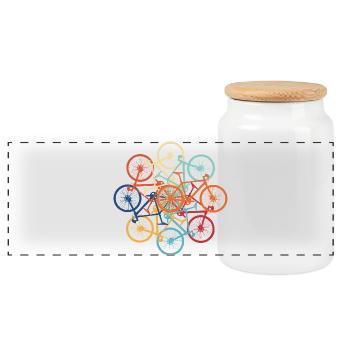 Bicycle art in bright colors - Panoramic Cookie Jar with Wooden Lid - white - Front