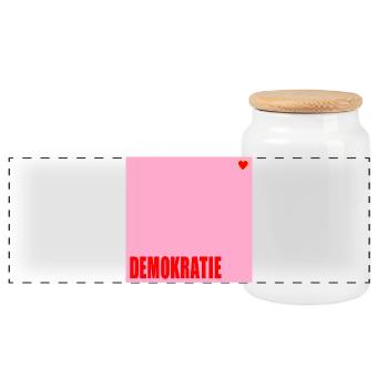 Politik Demokratie Herz - Panorama Keksdose mit Holzdeckel - Weiß - Vorne