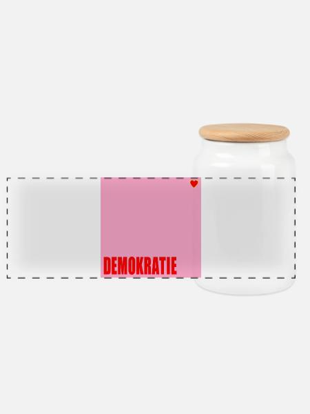 Politik Demokratie Herz - Panorama Keksdose mit Holzdeckel - Weiß