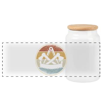Zimmerer Zunftzeichen Zimmermann Handwerk Zunft - Panorama Keksdose mit Holzdeckel - Weiß - Vorne