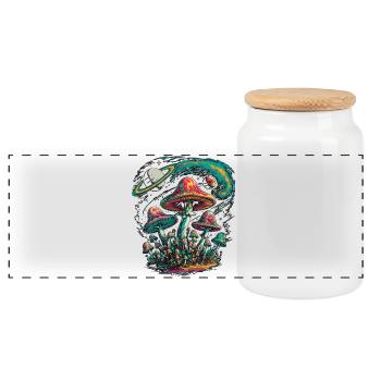 Champignons Cosmiques Psychédéliques Oeuvre - Boîte à biscuits avec couvercle en bois - blanc - Devant