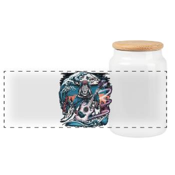 Mystic Night Gitarrist Illustration - Panorama Keksdose mit Holzdeckel - Weiß - Vorne