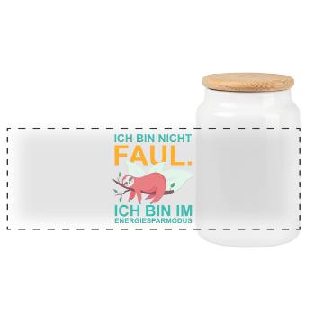 Mode d’économie d’énergie Sloth - Citation amusante - Boîte à biscuits avec couvercle en bois - blanc - Devant
