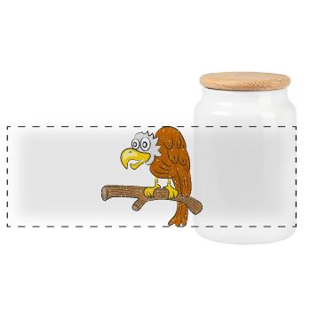Vulture Bird - Panoramic Cookie Jar with Wooden Lid - white - Front