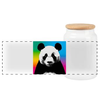 Panda - Panorama Keksdose mit Holzdeckel - Weiß - Vorne