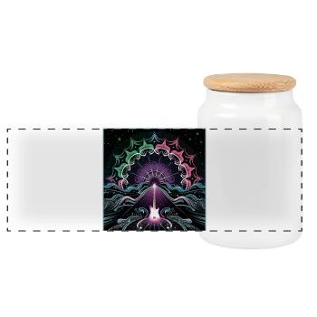 Neon Psychedelische Gitarre Meisterwerk - Panorama Keksdose mit Holzdeckel - Weiß - Vorne