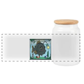 Life of aquarium fish - Panoramic Cookie Jar with Wooden Lid - white - Front