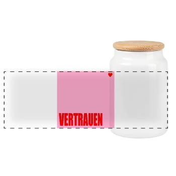 VERTRAUEN HERZ - Panorama Keksdose mit Holzdeckel - Weiß - Vorne