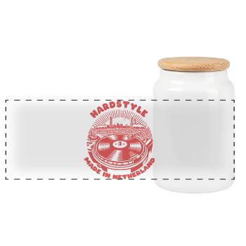 Hardstyle - Panoramic Cookie Jar with Wooden Lid - white - Front