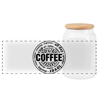Amateur de café - Boîte à biscuits avec couvercle en bois - blanc - Devant