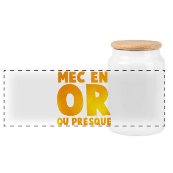 Guy's Impactante or_message T Shirt in Gold Tones - Panoramic Cookie Jar with Wooden Lid - white - Front