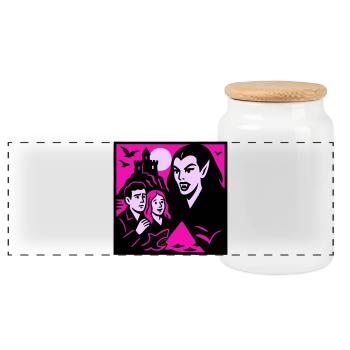 Vampire Countess - Panoramic Cookie Jar with Wooden Lid - white - Front