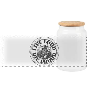 Lebe laut, stirb stolz – Mutiges Motivationsdesign - Panorama Keksdose mit Holzdeckel - Weiß - Vorne