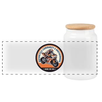 Motard Communauté et Fraternité - Boîte à biscuits avec couvercle en bois - blanc - Devant