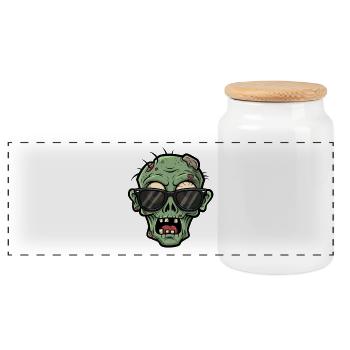 Cartoon Gruselzombie mit Sonnenbrille - Panorama Keksdose mit Holzdeckel - Weiß - Vorne