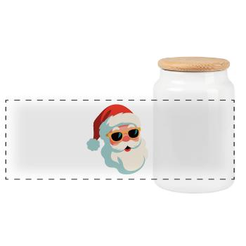 Casual Christmas Santa with sunglasses - Panoramic Cookie Jar with Wooden Lid - white - Front