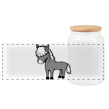 Pferd Bob Haare Frisur Pony Fohlen Niedlich Comic - Panorama Keksdose mit Holzdeckel - Weiß - Vorne