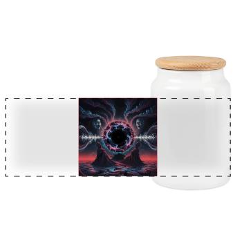 Cosmic Rift Dreamscape Design - Panorama Keksdose mit Holzdeckel - Weiß - Vorne
