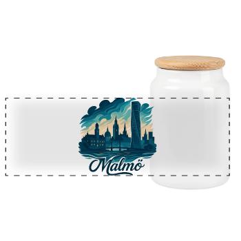 Malmö ville Suède cadeau maritime cool - Boîte à biscuits avec couvercle en bois - blanc - Devant