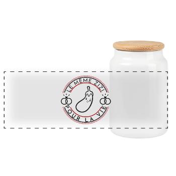 Animiertes Auberginen-Humor-Design - Panorama Keksdose mit Holzdeckel - Weiß - Vorne