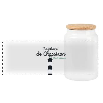 Ile d'Oléron, Leuchtturm von Chassiron - Panorama Keksdose mit Holzdeckel - Weiß - Vorne