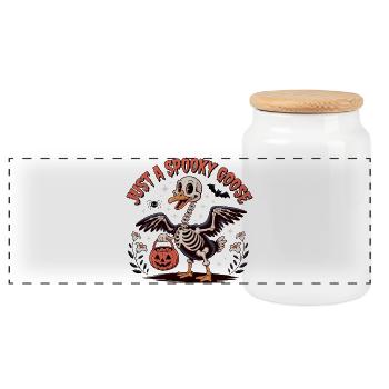 Just A Spooky Goose Halloween Silly Goose - Panoramic Cookie Jar with Wooden Lid - white - Front