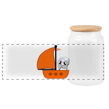 Enfants Voilier Fantômes d’Halloween - Boîte à biscuits avec couvercle en bois - blanc - Devant